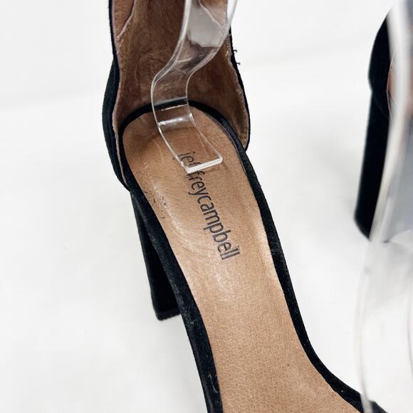 [Jeffrey Campbell] Black Holvey Suede Ankle Strap Chunky Block Heel Sandals Sz 9 - Picture 8 of 12